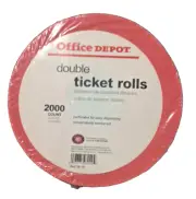 Double Ticket Rolls (2000 Count) Raffles Contests Red Office Depot Oldstock roll
