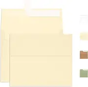 100 Pack A2 Ivory Envelopes, Goefun 4.375 x 5.75 Printable Invitation Envelopes 120 GSM, Cream Self Seal for DIY Greeting Cards, Photos, Invitations, Weddings, Graduation, Baby Shower