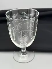 6 Vintage Noritake Saski Smooth Stem Gray Cut Bamboo Water 5-1/4" Glasses Goblet