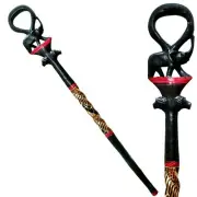 African Wood Decorative Walking Stick (Hand Made in Kenya) Elephant Lion Black