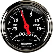 Autometer Designer Black Boost/Vacuum Gauge Black Bezel 2-1/16" 20 PSI (1472)