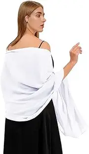 [Santaben] Chiffon Scarf Shawls and Wraps for Evening Dresses Bridal Soft Chiffon Wrap for Wedding Party
