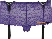 Purple Hipster Style Briefs With Built In Adjustable Garter Straps Sizes 8 to 22