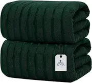 [DAN RIVER] Luxury Jumbo Bath Sheets 2 Piece – 550 GSM (35x70 Inches) 100% Cotton Highly Absorbent Speed Breaker Design Bath Towel Set – Super Soft Towels for Bathroom, Hotel, Spa Hunter Green