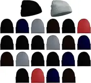 [Winterlace] 24 Pack Winter Beanies, Bulk Unisex Thermal Toboggan Hats Donation Skull Caps