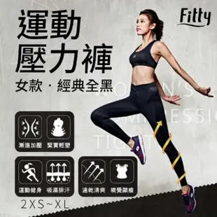 【iFit 愛瘦身】愛瘦身 Fitty 女款運動護膝壓力褲(經典全黑)