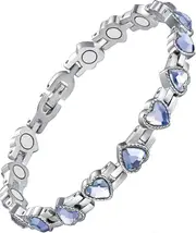 Lymphatic Drainage Therapeutic Magnetic Bracelet For Women Arthritis & Joint Relief Titanium Steel Lymph Detox Magnetic Therapy Bracelet Blue