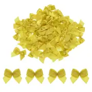 100Pcs Mini Ribbon Bows 7" Mini Fabric Satin Ribbon Gift Flower Bows Gold