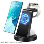 3 in 1 Wireless Charging Station for Samsung Galaxy Watch 6 5 4 3 Pro Classic Galaxy Buds and other Android Phones Black