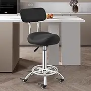 Saddle Chair,Saddle Chair Ergonomic Saddle Swivel Stool Active Sitting, Back Support Gas Lift Roll Stool with Footrest, Medical Chair for Nail-Tech/Tattoo/Lash