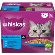 Whiskas Favourites Adult Tuna Flavour in Jelly Wet Cat Food 12x85g 12x185g