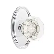 Emtek Old Town Clear Crystal Door Knob Passage Oval Rosette Polished Chrome