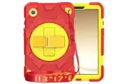 Samsung Galaxy Tab A9 8.7 inch 2023 Rotatable Hand Strap Pencil Holder & Shoulder Strap Kids Super-Hero Case-Red&Yellow