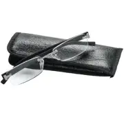 Matte Black Rimless Ready Reading Glasses With Case +1.00 +1.50 +2.00 +2.50 +3.