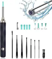 Ear Cleaner with Camera, RAHUKO Ear Wax Removal Tool Kit with Replaceable Parts, Otoscope with LED Light, Ear Cleaning Camera 1080P Support iPhone, iPad, Android Phones(Black)