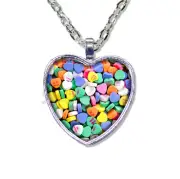 Sweet Candy Heart Pattern Design HEART-shaped glass pendant necklace jewelry