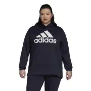 adidas AEROREADY Women's Plus Size 1X Big Logo Fleece Hoodie Legend Ink White