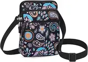 [HUA ANGEL] Mini Shoulder Bags Small Mobile Phone Bags for Men and Women Sports Bum Bag Stylish Hip Bag with Zip Waterproof Fabric Belt Bag with Many Compartments for Travel, National Style