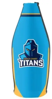 NRL Tallie Stubby Cooler - Gold Coast Titans - Tally - Drink Cooler - Zipper