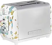 VQ Laura Ashley Elvenden Multi-Functional 2 Slice Toaster with Adjustable Heating and Defrost Mode, White/Silver