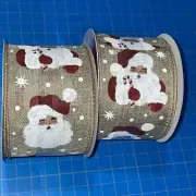 Celebrate It Burlap Santa Wired Ribbon 2 Rolls 2 1/2 In X 20 Ft