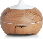 Hianjoo Essential Oil Diffuser 500ml, Electric Aroma Diffuser Humidifier Ultrasonic Aromatherapy for Bedroom Spa Yoga with 14 LED Lights - Great Choice Gifts for Families Lovers Friends (Light Brown)
