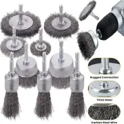 10Pcs Wire Brush Wheel Cup Steel Wire Brush Set for Drill 1/4 Inch Hex Shank