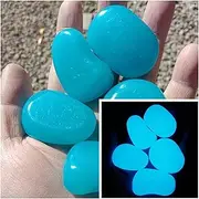 50 pcs Colorful Elliptical Pebbles，Diameter Approximately 1.77 inches,Luminous Stone,Decoratable Garden, Courtyard, Fish Tanks, Aquariums, Swimming Pools etc.(Deep Blue)