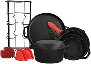[Megachef] 12 Piece Round PreSeasoned Cast Iron Cookware Set