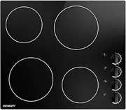 Devanti Ceramic Cooktop, 4 Burners Zones Portable Cooktops Cookware Cooker Super Powerful Electric Stove Hot Plate Home Kitchen Appliances, 6000W 8 Knobs Controls Led Display Black