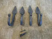 4 IRON LEAF HOOKS Coat Hat Entryway Hook 5 1/2" Long Hand Forged Hall Tree