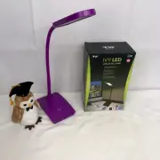 -IVY- Purple LED Desk Lamp , 3 Level Touch Dimmer, Built-in USB Port, Adjustable