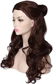 (Brown) - ColorGround Women's Long Wavy Brown Prestyled Cosplay Costume Wig with Detachable Bun