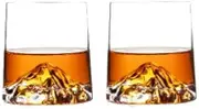 Luminthra Old Fashioned Whiskey Glasses Set of 2, 8.5 Oz Mountain Crystal Tumblers for Bourbon, Cognac, and Cocktails (2 SET)