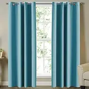 Smarcute Blackout Curtains Thermal Insulated Grommet Window Drapes Eyelet Curtains for Bedroom/Living Room Set of 2 Panels,Each W132cm x D243cm,Aqua