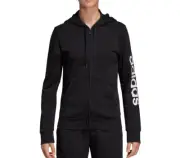 adidas Hoodie Womens XS Slim Fit Essentials Linear Full Zip Black White