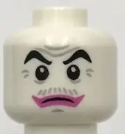 Lego New White Minifigure Head Dual Sided Black Eyebrows Wrinkles Part