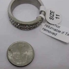 Austrian Crystal Eternity Band Stainless Steel Ring Mens Double Row Sz 11 Box
