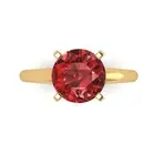 2.5Ct Round Cut Natural Garnet Solid Gold Solitaire Engagement Promise Ring