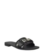 GUESS Women's Black Elyze Logo Slides Size: 7, Synthetic