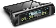 XTHY Car Digital Clock, Stick?on Digital Watch Portable Auto Truck Solar Powered Time Date Temperature LCD Display Wiring Free, Auto 3-in-1 Digital Display Backlight IP67 Waterproof