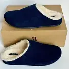 FitFlop Chrissie Shearling Suede Slippers Womens Size 7 Midnight Navy Lined Mule