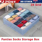 24 Grid Panties Socks Storage Box Folding Wardrobe Clothes Underwear Organizer