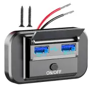 12-24V PD+QC3.0 2 USB Port Car RV Fast Charger Socket Power Outlet Waterproof