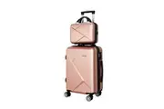 2pc Wanderlite Luggage 12" 20" Trolley Travel Suitcase Storage Carry On TSA Lock Rose Gold