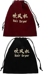 Toddmomy 2pcs Portable Hair Dryer Storage Bag with Drawstring Closure Flannel Organizer for Guest Supplies Versatile Holder for Makeup and Personal Items Wine