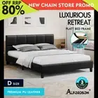 ALFORDSON Bed Frame Double Size Wooden Platform Mattress Base Leather Black
