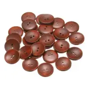 30pcs Wooden Sewing Button 28mm 2 Holes Round Craft Button Caramel