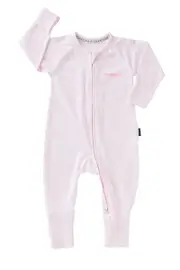 [Bonds] Bonds Newbies Zip Cotton Wondersuit in Ballet Pink/White Size: Newborn Newborn Ballet Pink/White