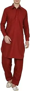 [Royal Kurta] Men's Cotton Blend Thread Embroidered Pathani Suit